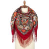 Pavlovo-Posad Shawl ''Silver Creek'' 100% of wool with silk fringe, size 125*125cm.
