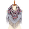 Pavlovo-Posad Shawl "Winter stars" 100% of wool with silk fringe, size 89*89cm.