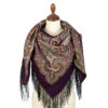 Pavlovo-Posad Shawl ''February'' 100% of wool with silk fringe, size 125*125cm.