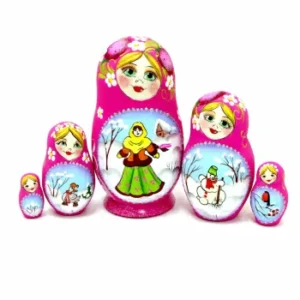 5 Dolls, 10 cm. Russian Babushka, Nesting Dolls, Matryoshka. Hand Painted