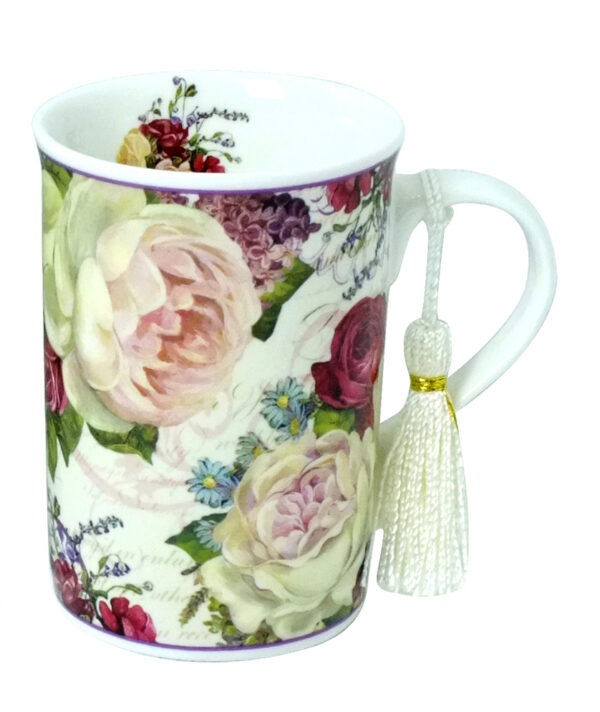 Country Rose - 10 oz New Bone China Straight Mug w/ Gift Box