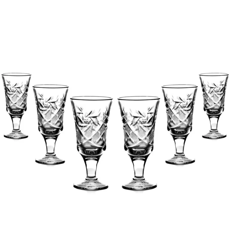 Set of 6 pc. 25ml. Pinwheel crystal  glasses. Hand  made in Belarus.