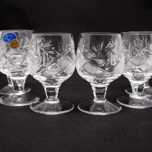 Set of 6 pc. 150ml. Pinwheel crystal  glasses. Hand  made in Belarus.