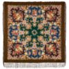 Pavlovo-Posad Shawl ''Uslada'' 100% of wool with silk fringe, size 125*125cm.