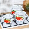 Steel Enameled pot "Klubnika" Size: 1.5L, 2.9L, 4.5L