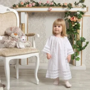Baby Christening Gown – 100% Cotton, Embroidered, Unisex for Baptism Ceremony