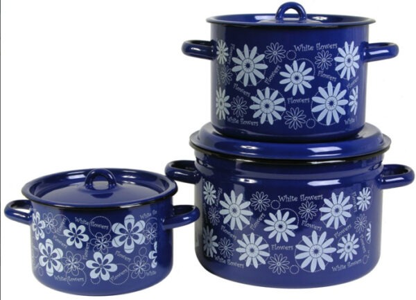 Enamel Pots with Enamel Lid — Works on All Stovetops incl. Induction (2.9 L / 4.5 L / 7L)