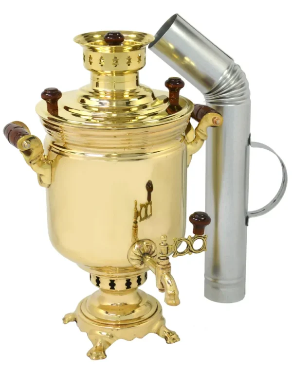 5-Liter Fire-Fired Tula Samovar Made of Brass — Traditional Wood-Burning Samovar
