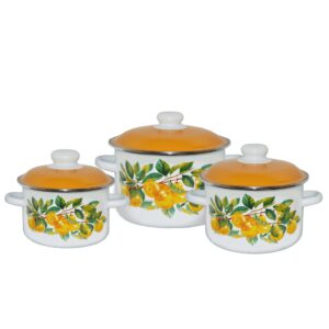 Enamel Pots “Pear orchard” — All Cooktops, Including Induction (2 L, 3 L, 5.5 L)