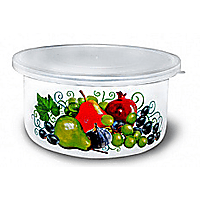 Enamel Salad Bowl with Plastic Lid, 1,9 L — Freshness, No Odors, Easy Storage
