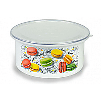 Enamel Salad Bowl with Plastic Lid, 2,5 L — Freshness, No Odors, Easy Storage