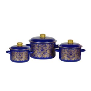 Enamel Pots “Pattern” — All Cooktops, Including Induction (2 L, 3 L, 5.5 L)