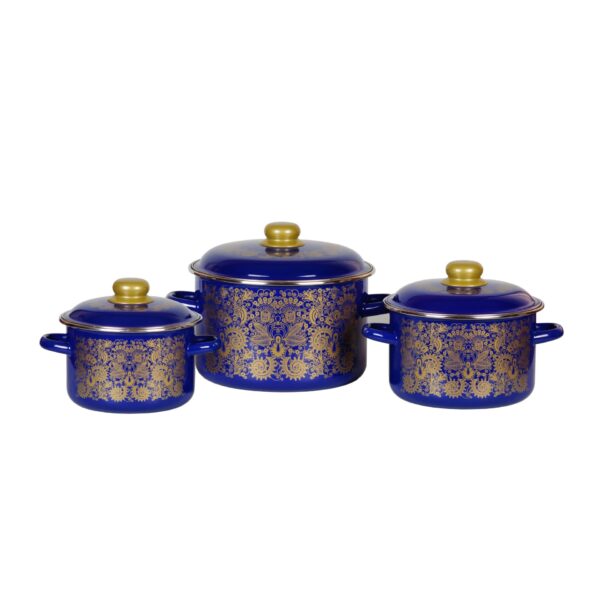 Enamel Pots “Pattern” — All Cooktops, Including Induction (2 L, 3 L, 5.5 L)