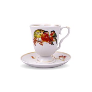 Tea Cup Set “Bullfinches”, Dulevo Porcelain