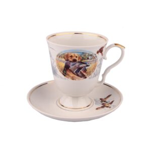 Tea Cup Set “Hunting Dogs”, Dulevo Porcelain